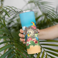 Personalized It's 5 o'clock Somewhere Skinny Tumbler Hawaiian Tropical Parrots - Polynesian Pride