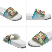 It's 5 o'clock Somewhere Slide Sandals Hawaiian Tropical Parrots - Polynesian Pride