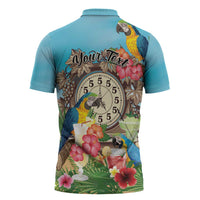Personalized It's 5 o'clock Somewhere Zipper Polo Shirt Hawaiian Tropical Parrots LT01 - Polynesian Pride