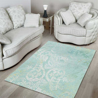 Polynesian Tiare Monstera Seafoam Green Area Rug Liquid Style - Polynesian Pride