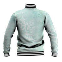 Polynesian Tiare Monstera Seafoam Green Baseball Jacket Liquid Style - Polynesian Pride