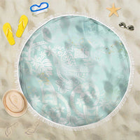 Polynesian Tiare Monstera Seafoam Green Beach Blanket Liquid Style - Polynesian Pride