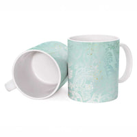 Polynesian Tiare Monstera Seafoam Green Ceramic Mug Liquid Style - Polynesian Pride
