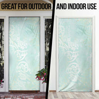 Polynesian Tiare Monstera Seafoam Green Door Cover Liquid Style - Polynesian Pride