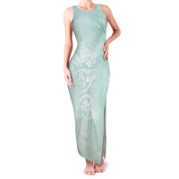 Polynesian Tiare Monstera Seafoam Green Family Matching Tank Maxi Dress and Hawaiian Shirt Liquid Style - Polynesian Pride