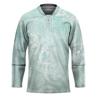 Polynesian Tiare Monstera Seafoam Green Hockey Jersey Liquid Style LT01 Unisex Green - Polynesian Pride