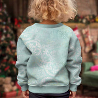 Polynesian Tiare Monstera Seafoam Green Kid Ugly Christmas Sweater Liquid Style - Polynesian Pride