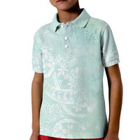 Polynesian Tiare Monstera Seafoam Green Kid Polo Shirt Liquid Style - Polynesian Pride