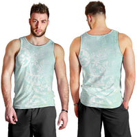 Polynesian Tiare Monstera Seafoam Green Men Tank Top Liquid Style - Polynesian Pride