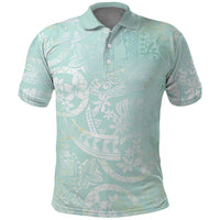 Polynesian Tiare Monstera Seafoam Green Polo Shirt Liquid Style - Polynesian Pride