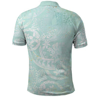 Polynesian Tiare Monstera Seafoam Green Polo Shirt Liquid Style - Polynesian Pride