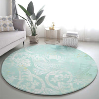 Polynesian Tiare Monstera Seafoam Green Round Carpet Liquid Style - Polynesian Pride