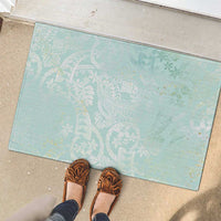 Polynesian Tiare Monstera Seafoam Green Rubber Doormat Liquid Style - Polynesian Pride