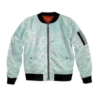 Polynesian Tiare Monstera Seafoam Green Sleeve Zip Bomber Jacket Liquid Style - Polynesian Pride