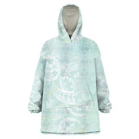 Polynesian Tiare Monstera Seafoam Green Wearable Blanket Hoodie Liquid Style - Polynesian Pride