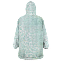 Polynesian Tiare Monstera Seafoam Green Wearable Blanket Hoodie Liquid Style - Polynesian Pride