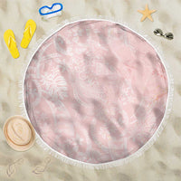 Polynesian Tiare Monstera Soft Pink Beach Blanket Liquid Style - Polynesian Pride