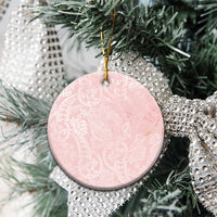 Polynesian Tiare Monstera Soft Pink Ceramic Ornament Liquid Style - Polynesian Pride