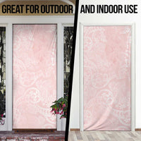 Polynesian Tiare Monstera Soft Pink Door Cover Liquid Style - Polynesian Pride