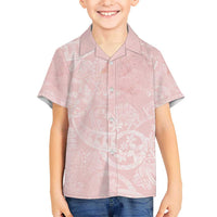 Polynesian Tiare Monstera Soft Pink Kid Hawaiian Shirt Liquid Style - Polynesian Pride