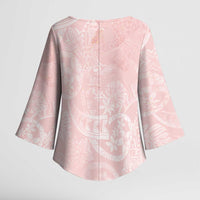 Polynesian Tiare Monstera Soft Pink Kimono Sleeve Blouse Liquid Style - Polynesian Pride