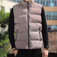 Polynesian Tiare Monstera Soft Pink Sleeveless Puffer Jacket Liquid Style - Polynesian Pride