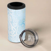 Polynesian Tiare Monstera Baby Blue 4 in 1 Can Cooler Tumbler Liquid Style - Polynesian Pride