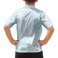 Polynesian Tiare Monstera Baby Blue Family Matching Puletasi and Hawaiian Shirt Liquid Style LT01 - Polynesian Pride