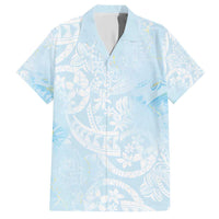 Polynesian Tiare Monstera Baby Blue Hawaiian Shirt Liquid Style - Polynesian Pride