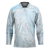 Polynesian Tiare Monstera Baby Blue Hockey Jersey Liquid Style LT01 Unisex Blue - Polynesian Pride