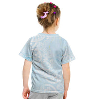 Polynesian Tiare Monstera Baby Blue Kid T Shirt Liquid Style - Polynesian Pride