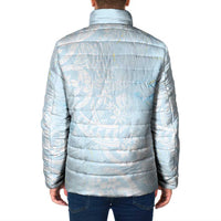 Polynesian Tiare Monstera Baby Blue Padded Jacket Liquid Style - Polynesian Pride