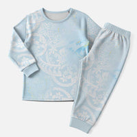 Polynesian Tiare Monstera Baby Blue Christmas Pajama Set Liquid Style - Polynesian Pride