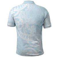 Polynesian Tiare Monstera Baby Blue Polo Shirt Liquid Style - Polynesian Pride