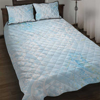 Polynesian Tiare Monstera Baby Blue Quilt Bed Set Liquid Style - Polynesian Pride