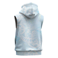 Polynesian Tiare Monstera Baby Blue Sleeveless Zip Hoodie Liquid Style - Polynesian Pride