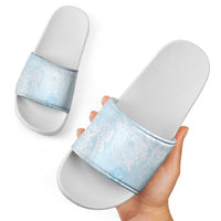 Polynesian Tiare Monstera Baby Blue Slide Sandals Liquid Style - Polynesian Pride