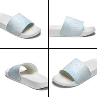 Polynesian Tiare Monstera Baby Blue Slide Sandals Liquid Style - Polynesian Pride
