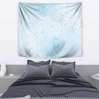 Polynesian Tiare Monstera Baby Blue Tapestry Liquid Style - Polynesian Pride
