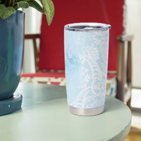 Polynesian Tiare Monstera Baby Blue Tumbler Cup Liquid Style - Polynesian Pride
