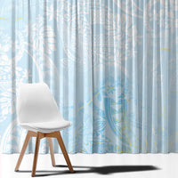 Polynesian Tiare Monstera Baby Blue Window Curtain Liquid Style - Polynesian Pride