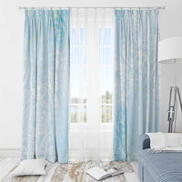 Polynesian Tiare Monstera Baby Blue Window Curtain Liquid Style - Polynesian Pride