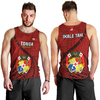 Tonga Rugby Men Tank Top Tongan Ngatu Pattern Black Version LT01 - Polynesian Pride