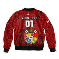 Custom Tonga Rugby Bomber Jacket Tongan Ngatu Pattern Black Version LT01 - Polynesian Pride