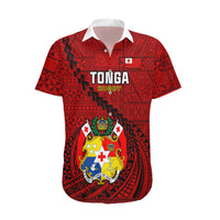 Custom Tonga Rugby Hawaiian Shirt Tongan Ngatu Pattern Black Version LT01 Red - Polynesian Pride