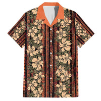Hawaii Hibiscus Family Matching Puletasi and Hawaiian Shirt Retro Style LT01 Dad's Shirt - Short Sleeve Brown - Polynesian Pride