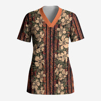 Hawaii Hibiscus Scrub Top Retro Style - Polynesian Pride