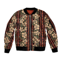 Hawaii Hibiscus Sleeve Zip Bomber Jacket Retro Style - Polynesian Pride