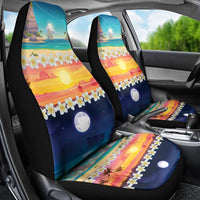 Hawaii Beach Landscape Time-Lapse Car Seat Cover Tropical Plumeria Flowers - Polynesian Pride