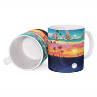 Hawaii Beach Landscape Time-Lapse Ceramic Mug Tropical Plumeria Flowers - Polynesian Pride
